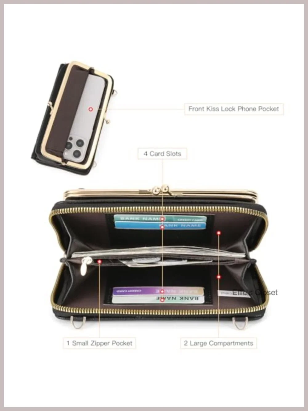 Small Crossbody Bag for Women with Card Slots, Vegan Leather Phone Purse